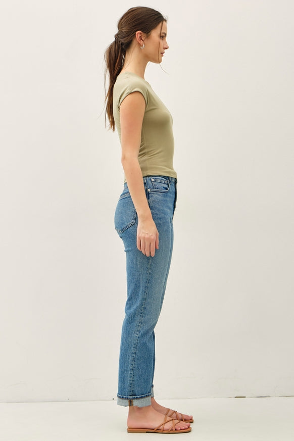 Be Cool - Soft Core Cap Sleeve Crew Neck Top