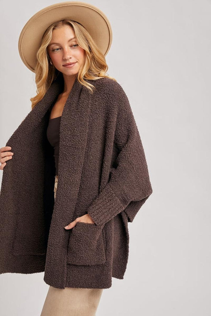 Bluivy - Open Front Blanket Wrap Boucle Knit Sweater Cardigan