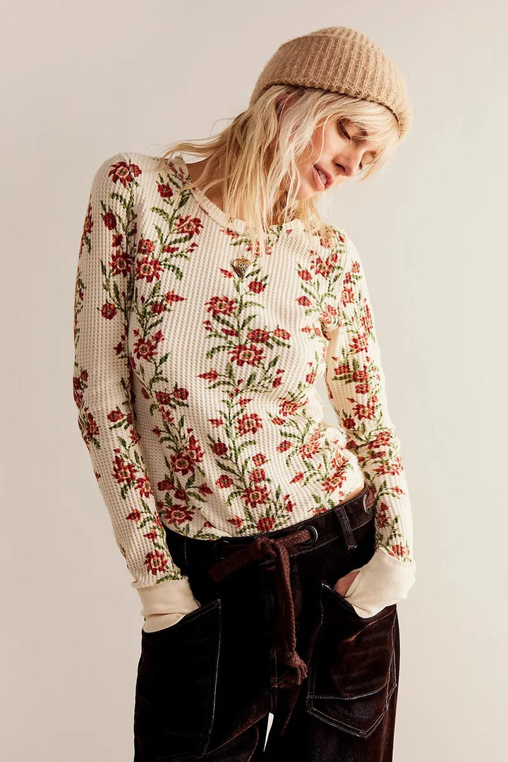 Free People - We The Free Pretty Little Thing Thermal in Sand Combo Folk Vine