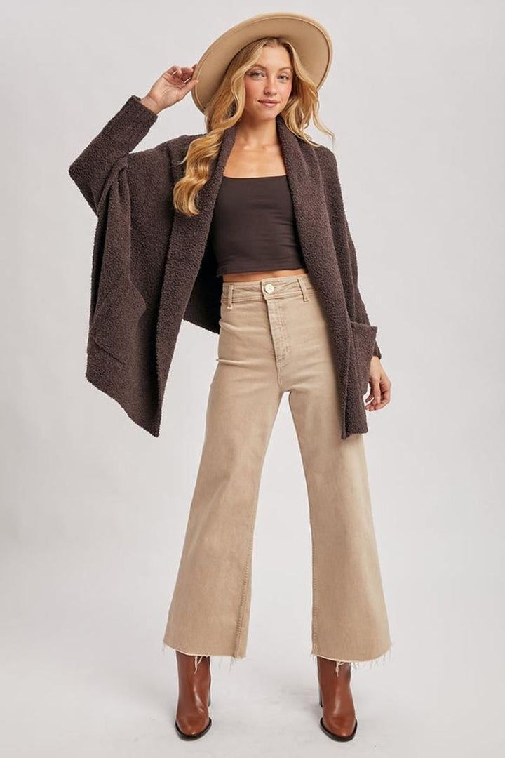 Bluivy - Open Front Blanket Wrap Boucle Knit Sweater Cardigan
