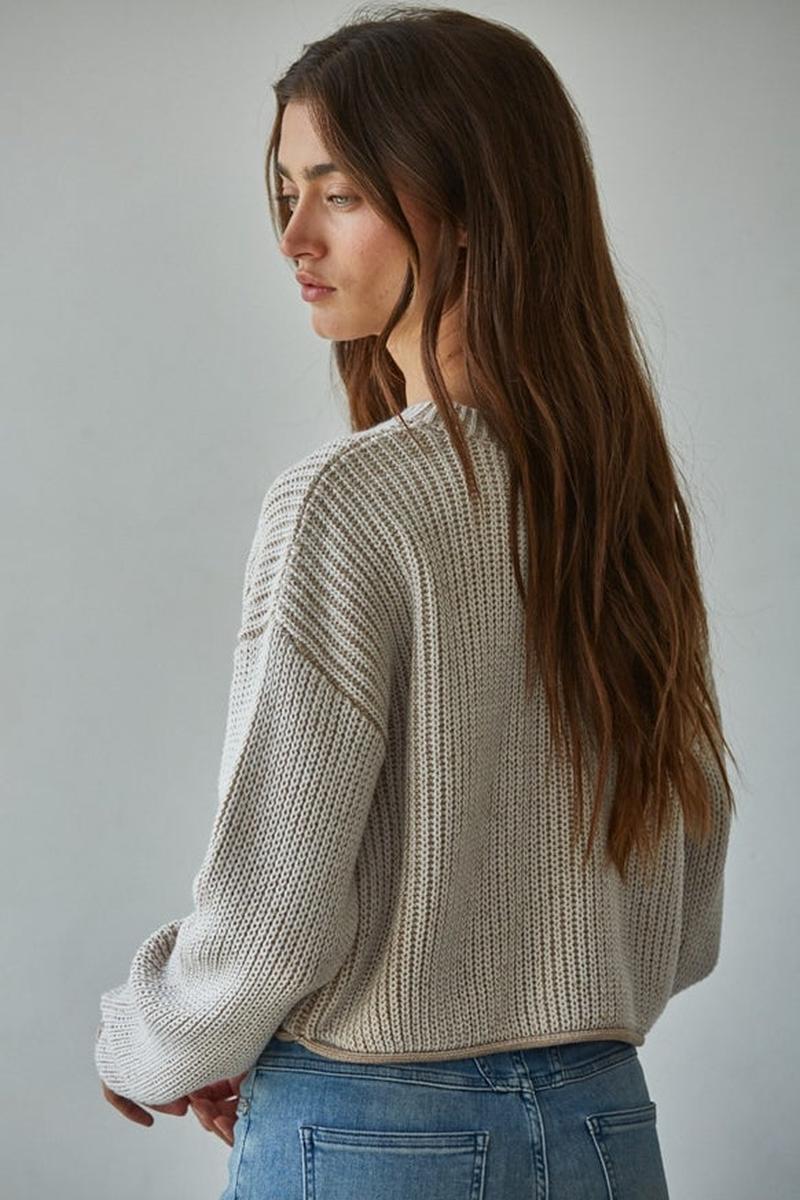 By Together - Knit Sweater Acrylic Ribbed Crew Neck Pullover