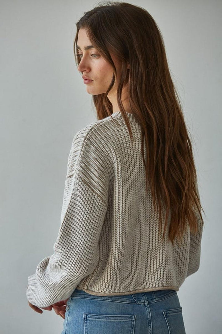 By Together - Knit Sweater Acrylic Ribbed Crew Neck Pullover