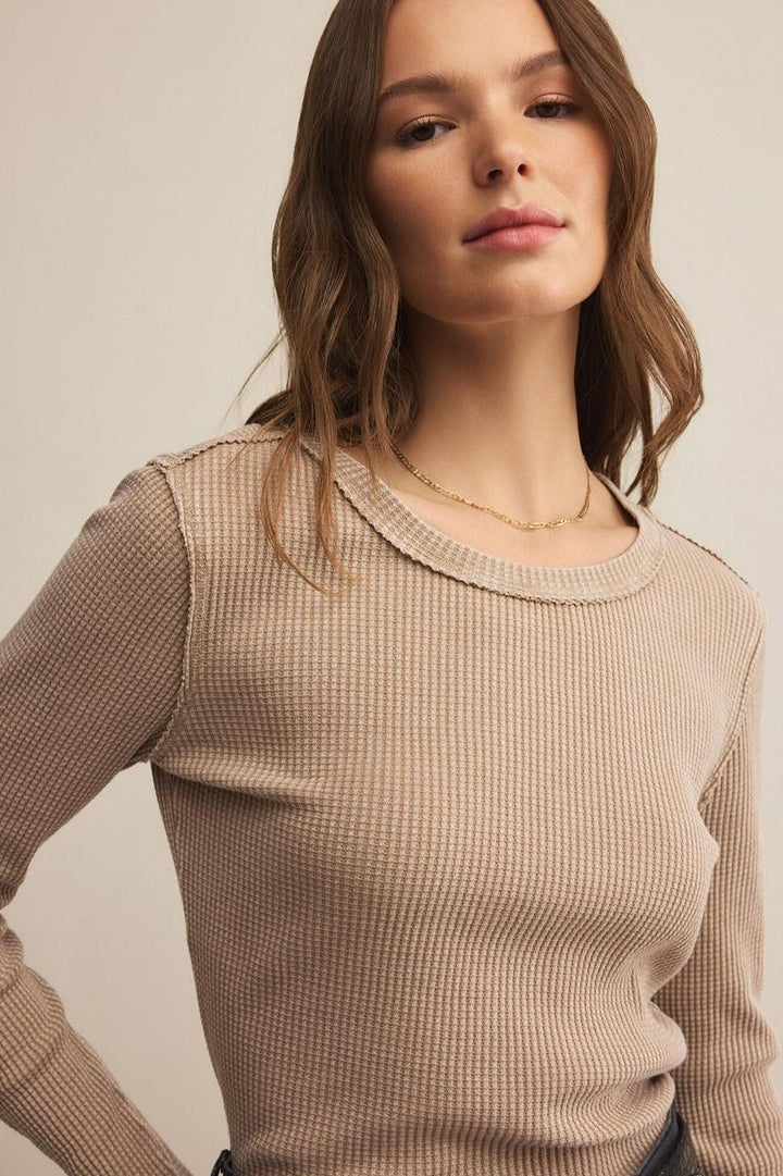 Z Supply - Arlet Mini Thermal Top in Desert Tan