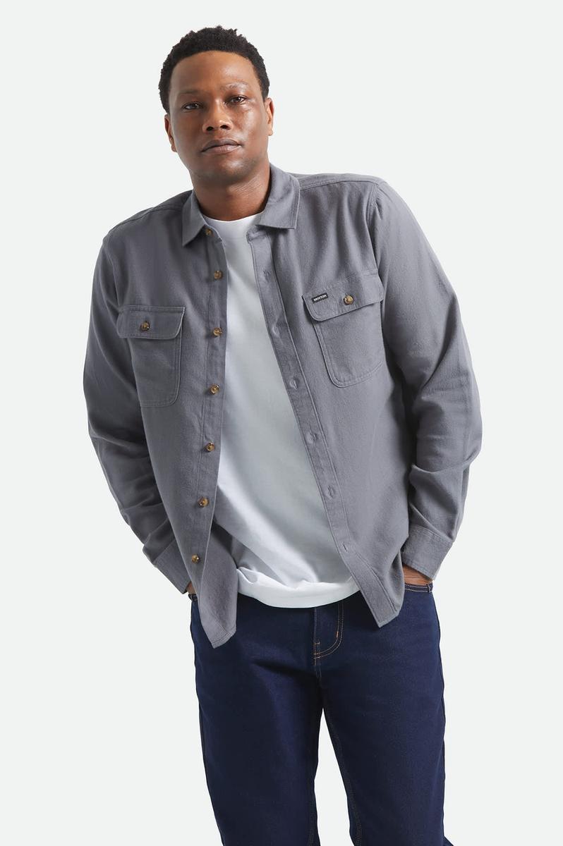 Brixton - Bowery Lightweight Ultra Soft Flannel in Future Grey