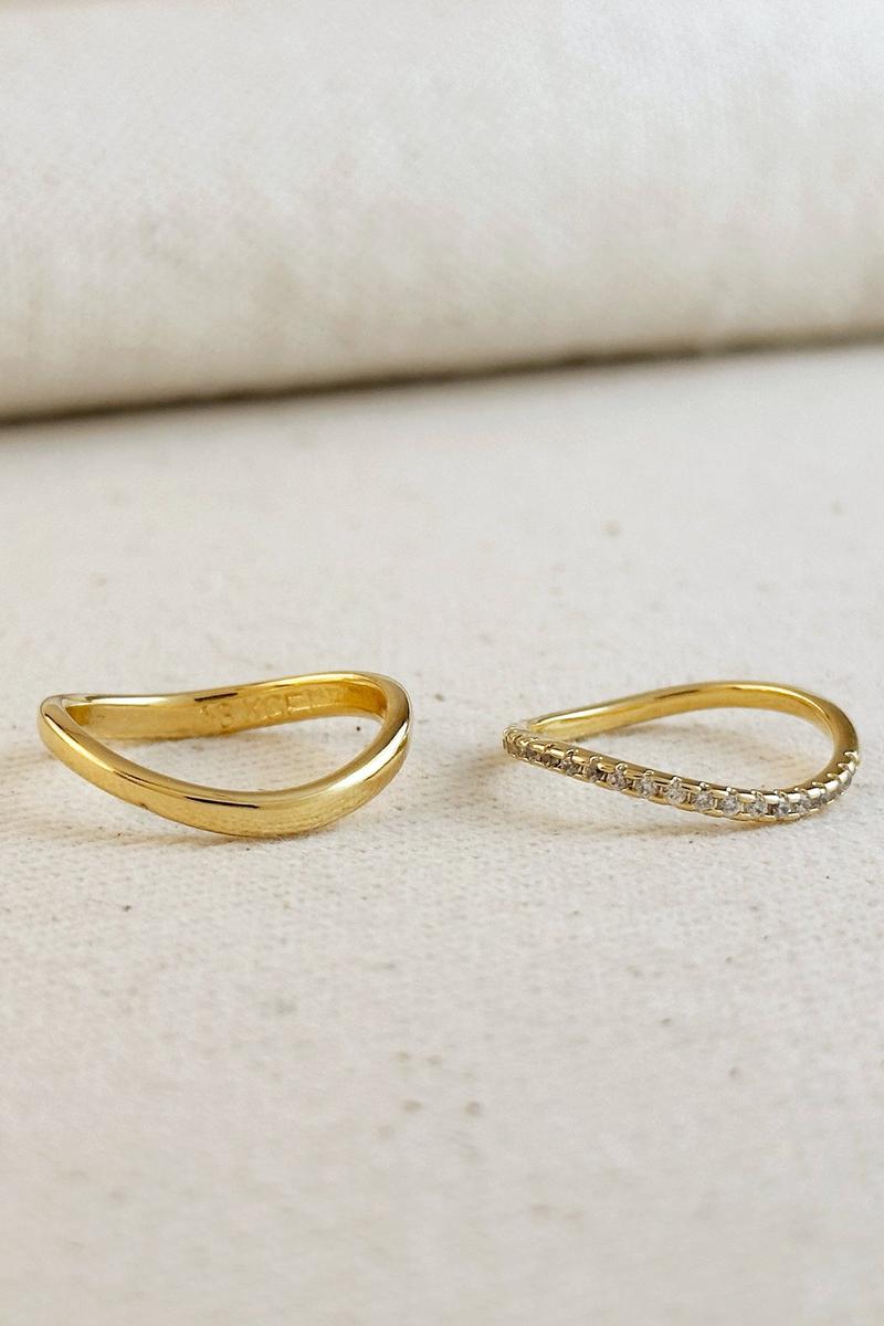 GoldFi - 18k Gold Filled Stackable Wave Ring - Size 5.5