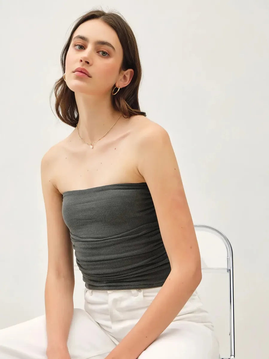 Be Cool - Jersey Ruched Crop Tube Top