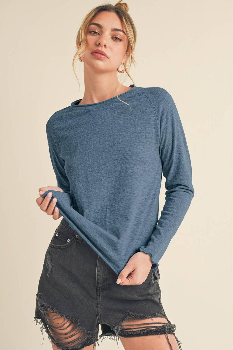 AEMI+CO - Gwen Baby Long Sleeve Tee in Cerulean