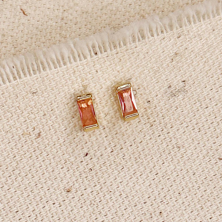 GoldFi - 18k Gold Filled Baguette Birthstone Stud Earrings