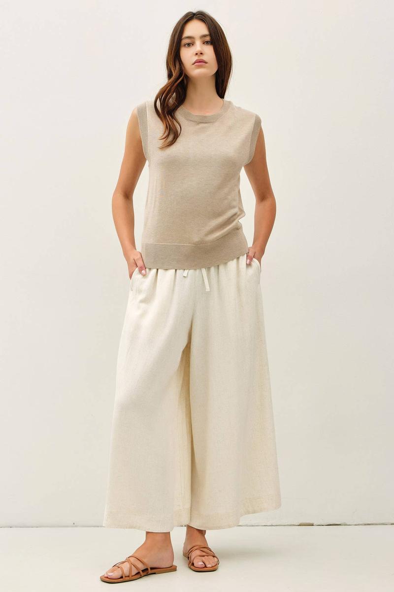 Be Cool - Linen Blend Cropped Palazzo Pants