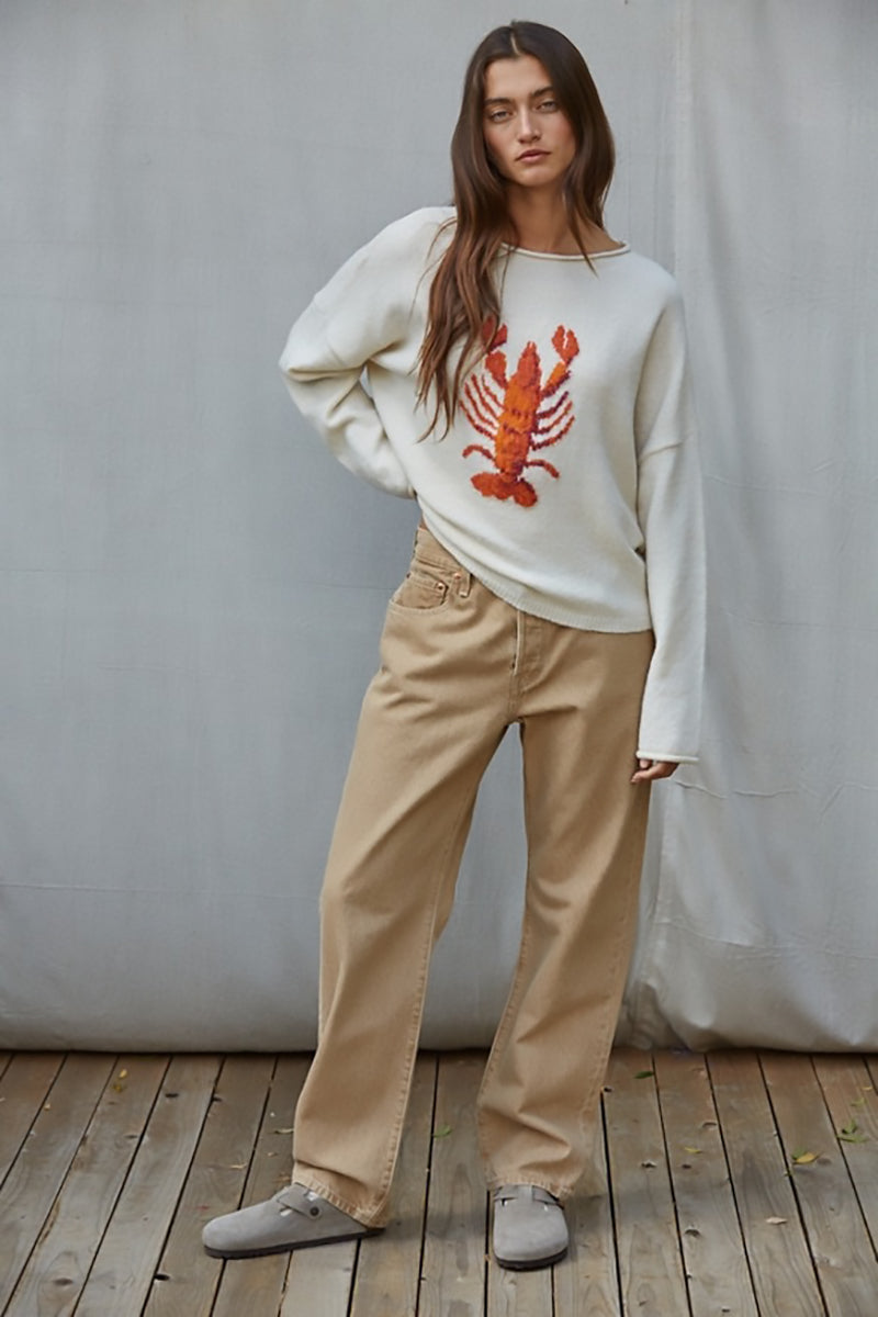 By Together - Knit Sweater Animal Jacquard Long Sleeve Pullover