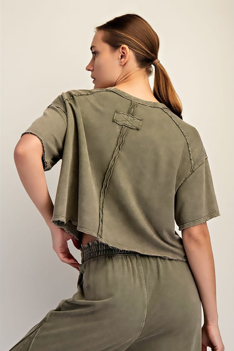 Rae Mode - Mineral Washed Terry Butter Cropped Tee