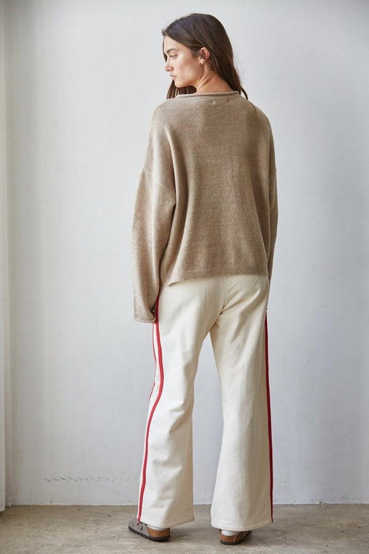 By Together - Knit Sweater Half Button Round Neck Long Sleeve