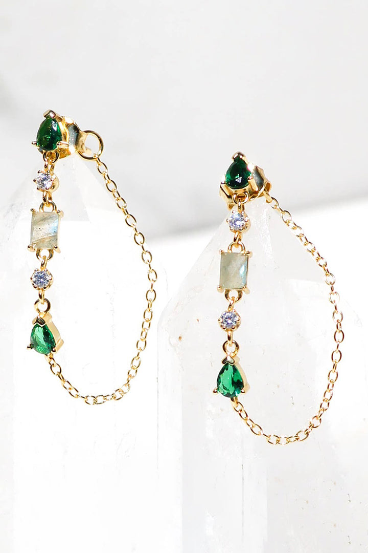 Native Gem - Droplet Earrings with Emerald in 14k Gold Vermeil