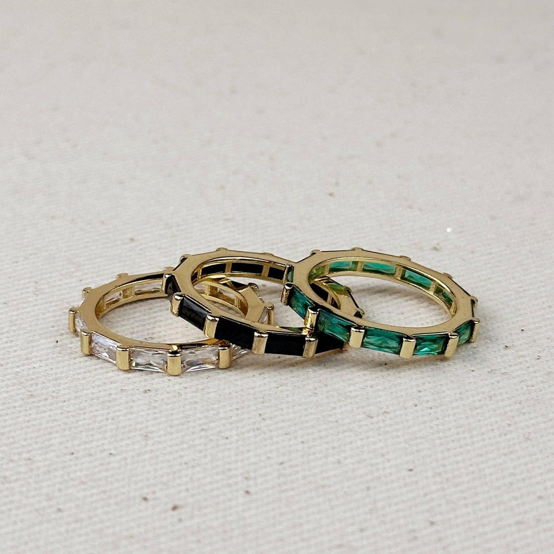 GoldFi - 18k Gold Filled Baguette CZ Band Ring: Emerald / 7.5