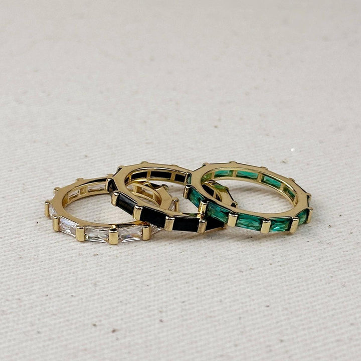 GoldFi - 18k Gold Filled Baguette CZ Band Ring: Emerald / 7.5