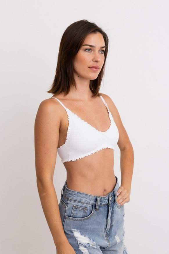 Leto Accessories - Seamless Lettuce Edge Bow Tie Triangle Bralette