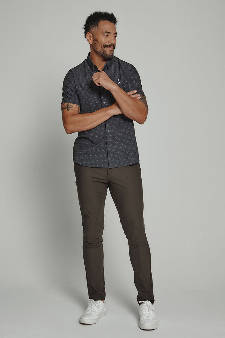 7DIAMONDS - Prescott Short Sleeve Shirt in Charcoal