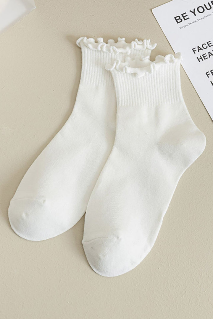 ACCITY - Womens Solid Color Ruffle Ankle Socks