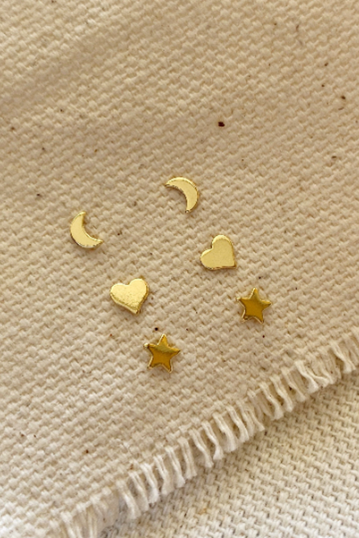 GoldFi - 18k Gold Filled Dainty Earrings Star, Moon n Heart