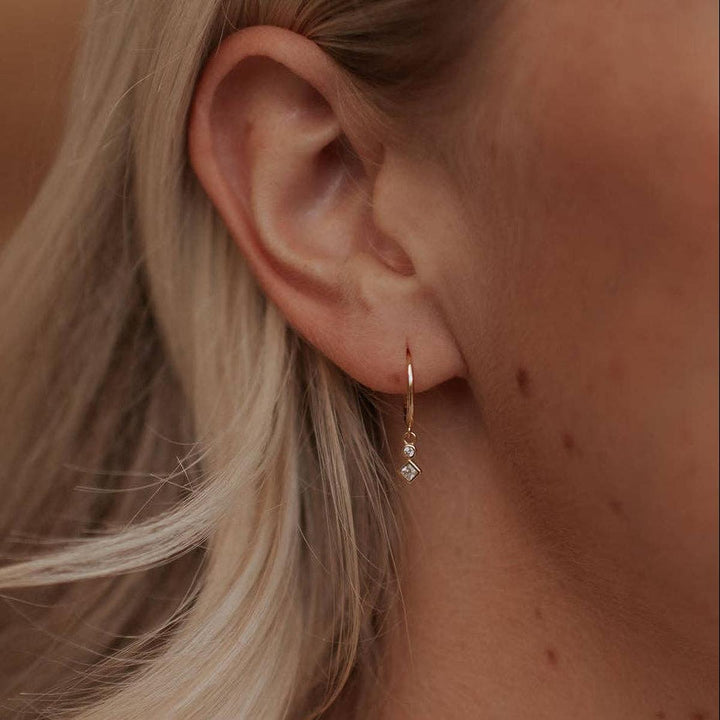 Mauve Jewelry Co. - Willow Diamond Dangle Hoops in Gold Vermeil
