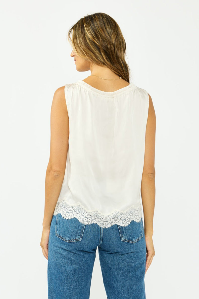 Lovestitch - Lace Trimmed Button Down Tank