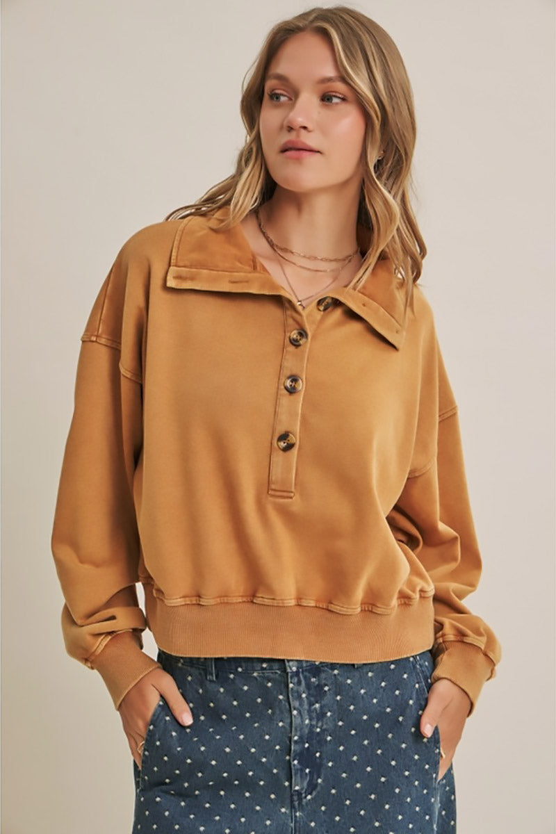 in february - Campfire Sky Nostalgic Mineral-Washed Terry Pullover