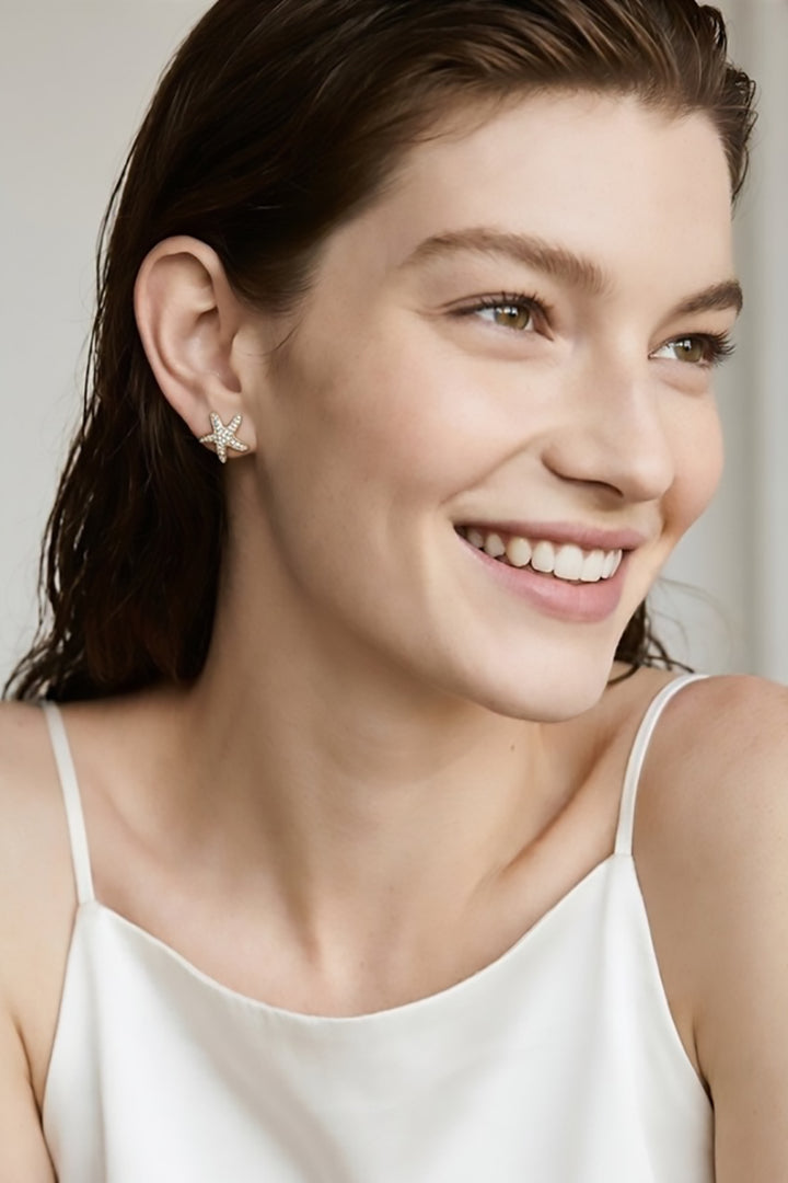 GoldFi - 18k Gold Filled Cubic Zirconium Sea Star Stud Earrings