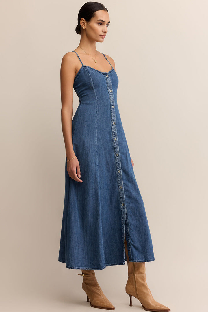 Z Supply - Angel Eyes Denim Midi Dress in Medium Indigo