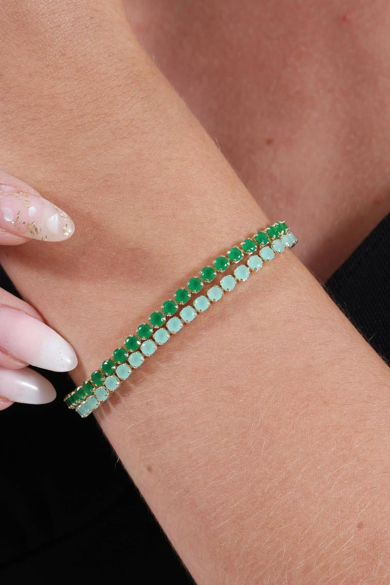 GoldFi - 18k Gold Filled 3mm Cubic Zirconia Mint Bracelet