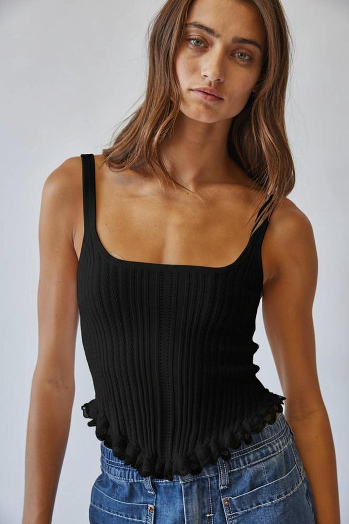 Creamon - Knit Corset Top in Black