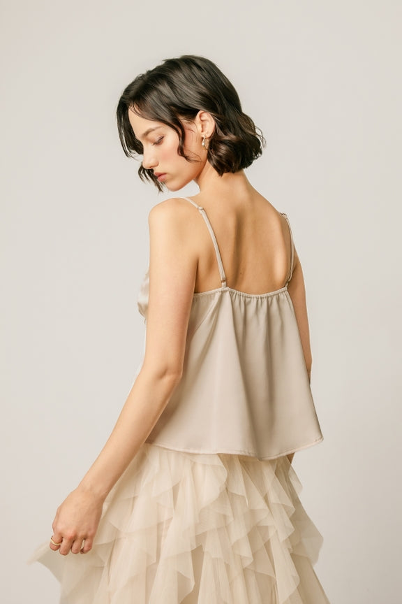 Dress Forum - Satin Lace Tie Front Cami Top