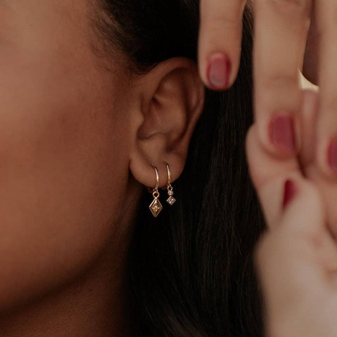 Mauve Jewelry Co. - Willow Diamond Dangle Hoops in Gold Vermeil