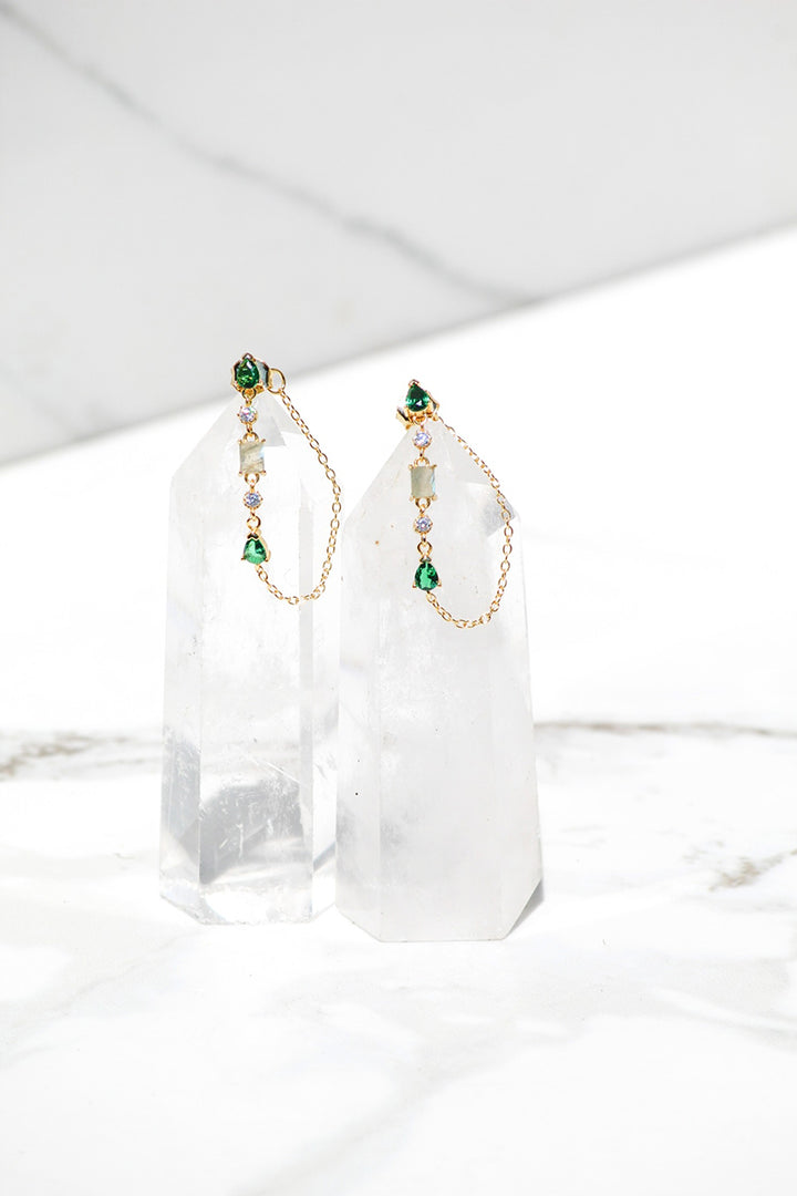Native Gem - Droplet Earrings with Emerald in 14k Gold Vermeil