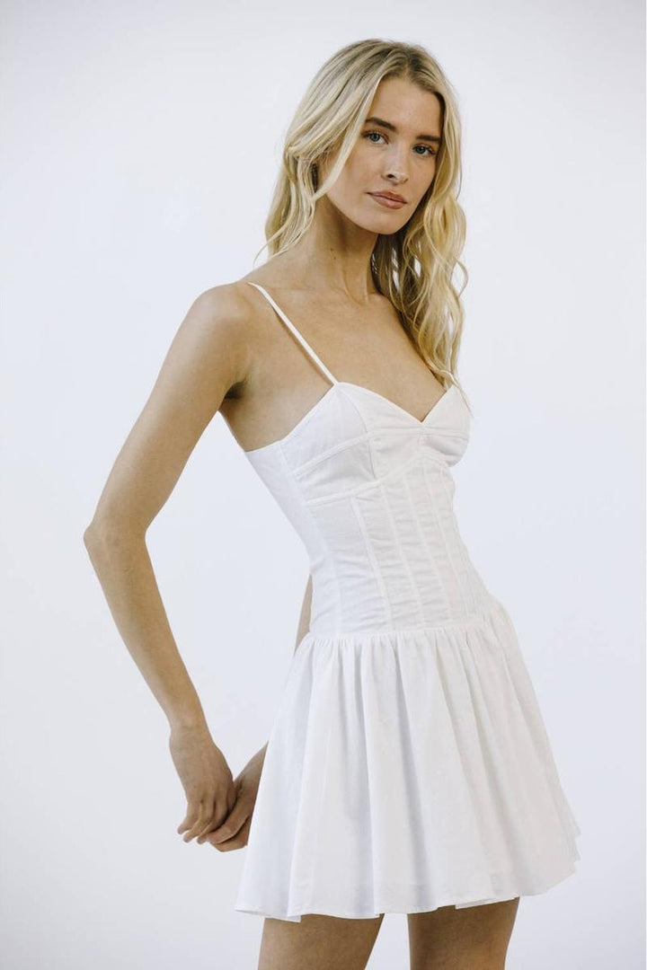 STORIA - Monochromatic Ballet A Line Mini Dress in Ivory