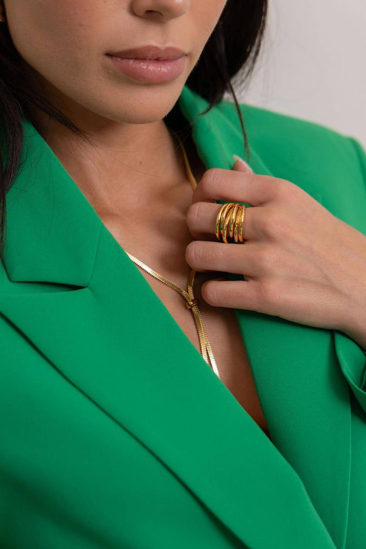Sahira Jewelry - Lennon Multi Layered Gold Ring - Size 6