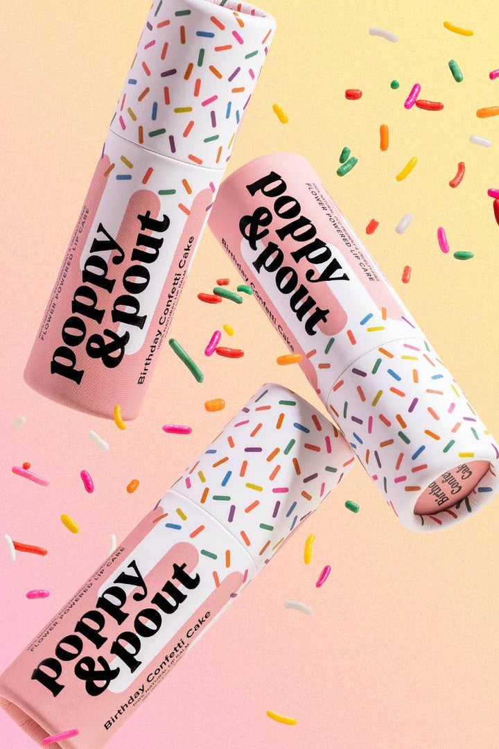 Poppy & Pout - Lip Balm, Birthday Confetti Cake, Pink