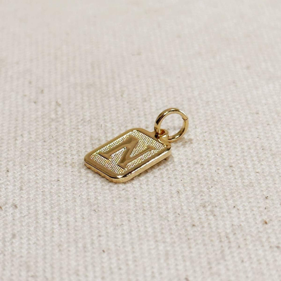 GoldFi - Textured Initial Plate Pendant in Gold Filled