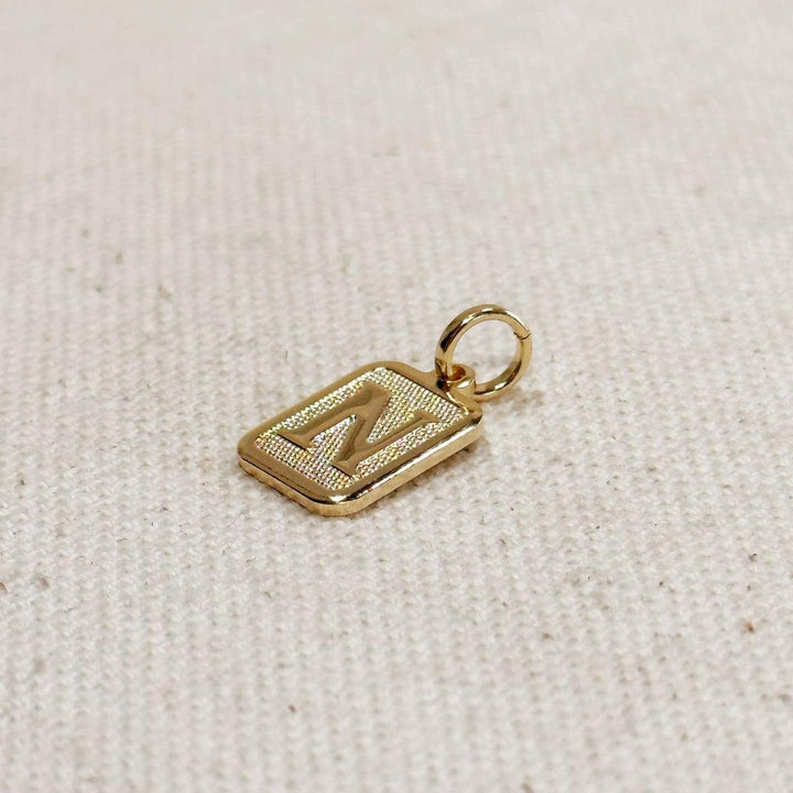 GoldFi - Textured Initial Plate Pendant in Gold Filled