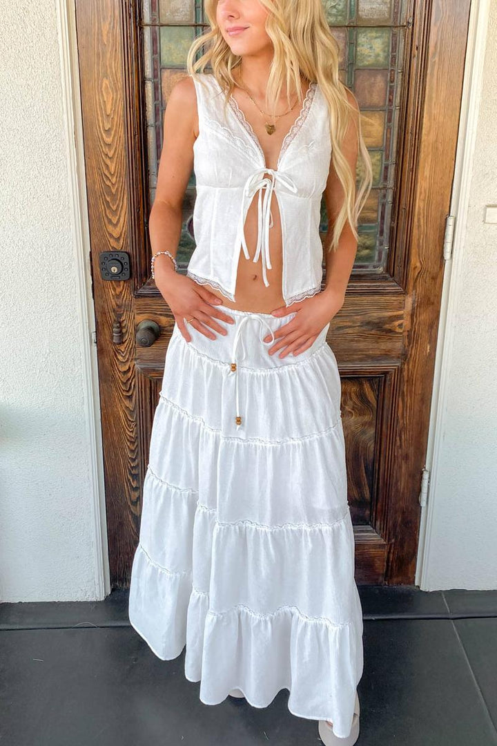 Nectar Clothing - Open Front Tie Top in White