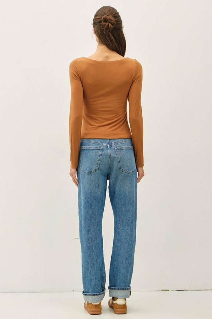 Be Cool - Boat Neck Long Sleeve Top