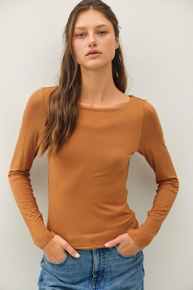 Be Cool - Boat Neck Long Sleeve Top
