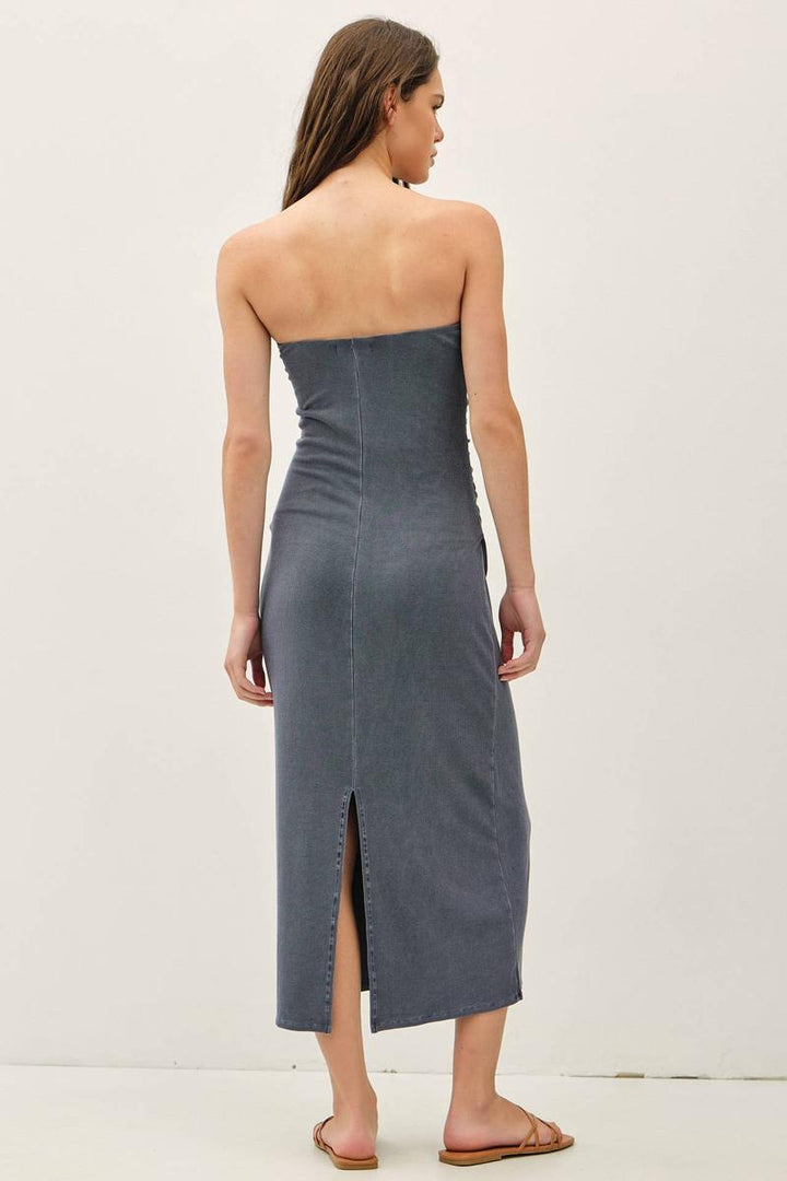 Be Cool - Basic Ribbed Garment Dye Midi Tube Dress