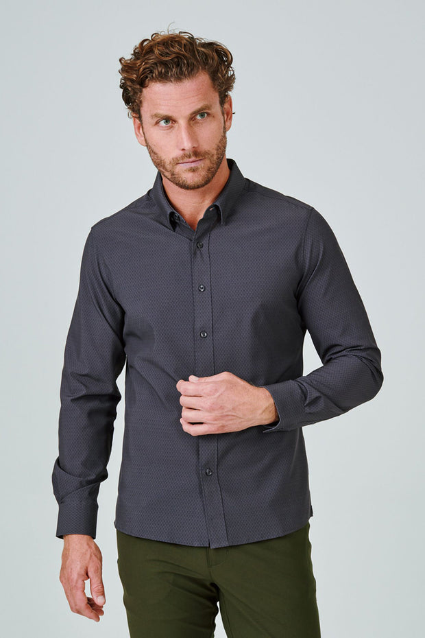 7DIAMONDS - Prime Long Sleeve Shirt in Charcoal