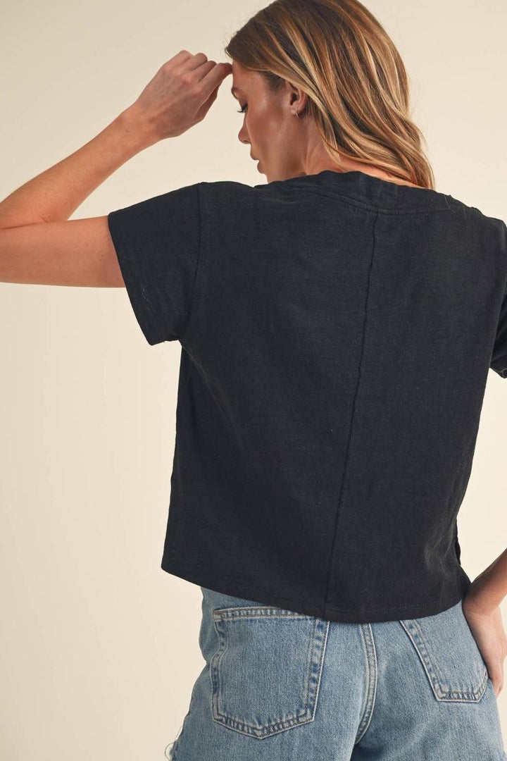 AEMI+CO - Til V-Neck Baby Top in Black