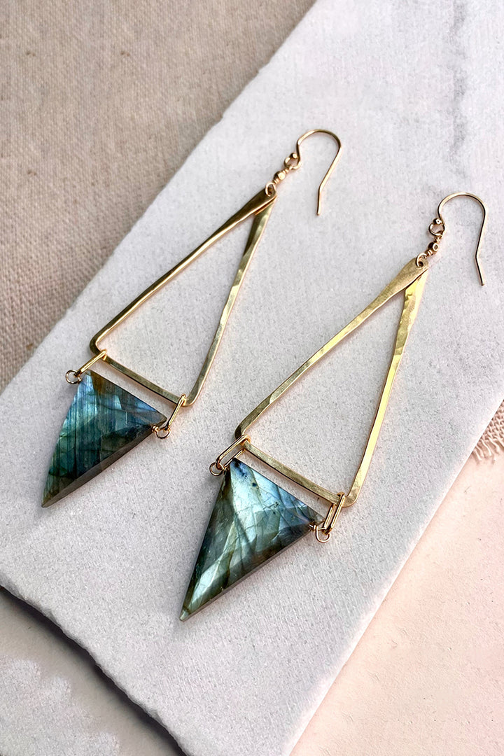 Elysium Jewelry - Triangle Stone Drop Earring in Gold Fill