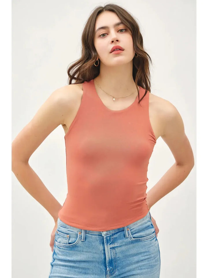 Be Cool - High Round Neck Full Length Basic Tank