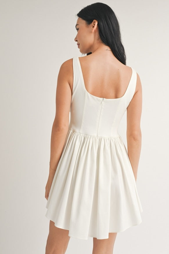 Klesis - Scoop Neck Sleeveless Pleated Flare Mini Dress