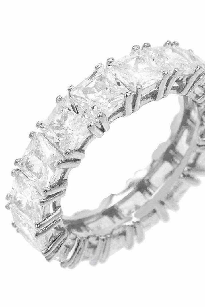 Sahira Jewelry - Sterling Silver Radiant Cut Band Ring - Size 6