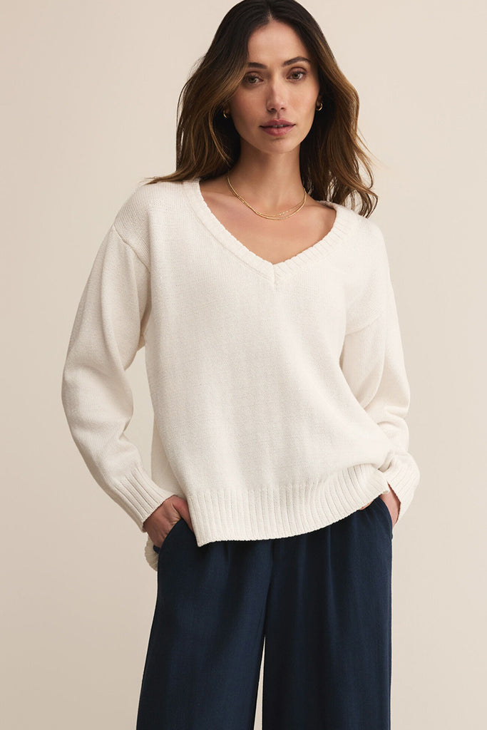 A*A様 SUNSEA V-neck Sweater Z Supply - All Around V-Neck Sweater in White – Blue Ox Boutique