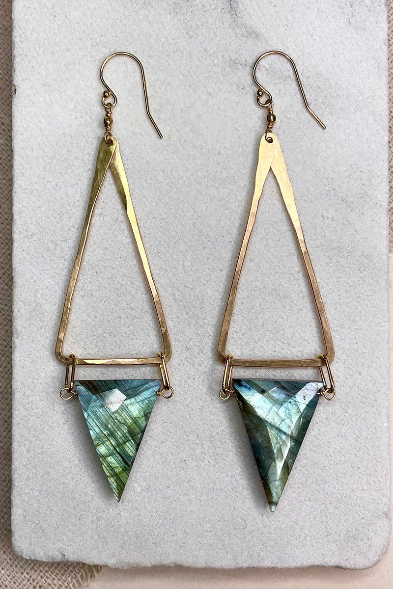Elysium Jewelry - Triangle Stone Drop Earring in Gold Fill
